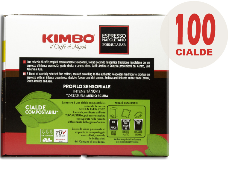 100 Cialde Kimbo Napoli Filtro Carta 44mm