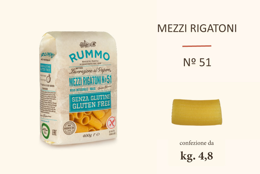 Rummo Mezzi Rigatoni n.51 - Senza Glutine - 12x400gr.